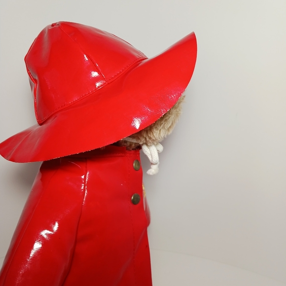 Vintage 1981 Paddington Bear  Stuffed Plush Red Rain Coat Hat By Eden Toys - Picture 10 of 12